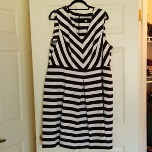 Black and White Striped A-line Dress